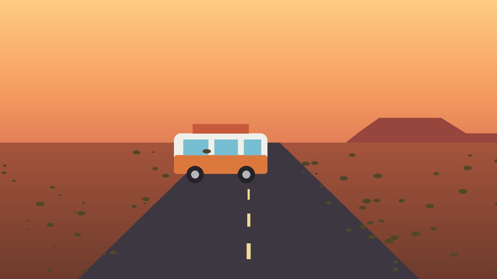 Campervan on an outback highway at dusk