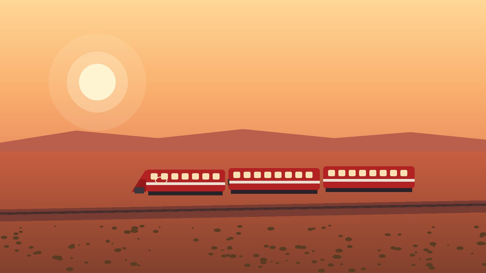 Red Ghan train crossing the red-earth desert